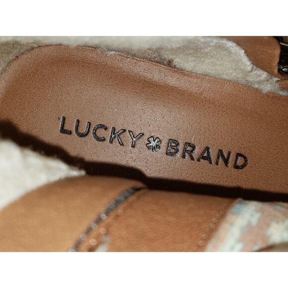 Lucky Brand Mantova Ankle Boots Womens 8M Beige Round Toe Block Heel Side Zipper - Picture 3 of 10